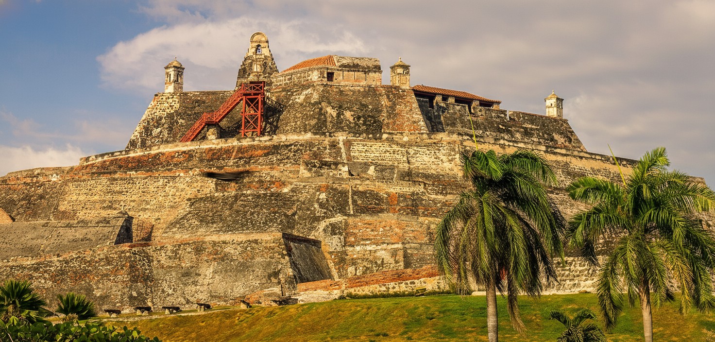 Castillo San Felipe de Barajas, the Spanish hilltop fortress above Cartagena, Colombia, never taken by attackers and open to visitors daily