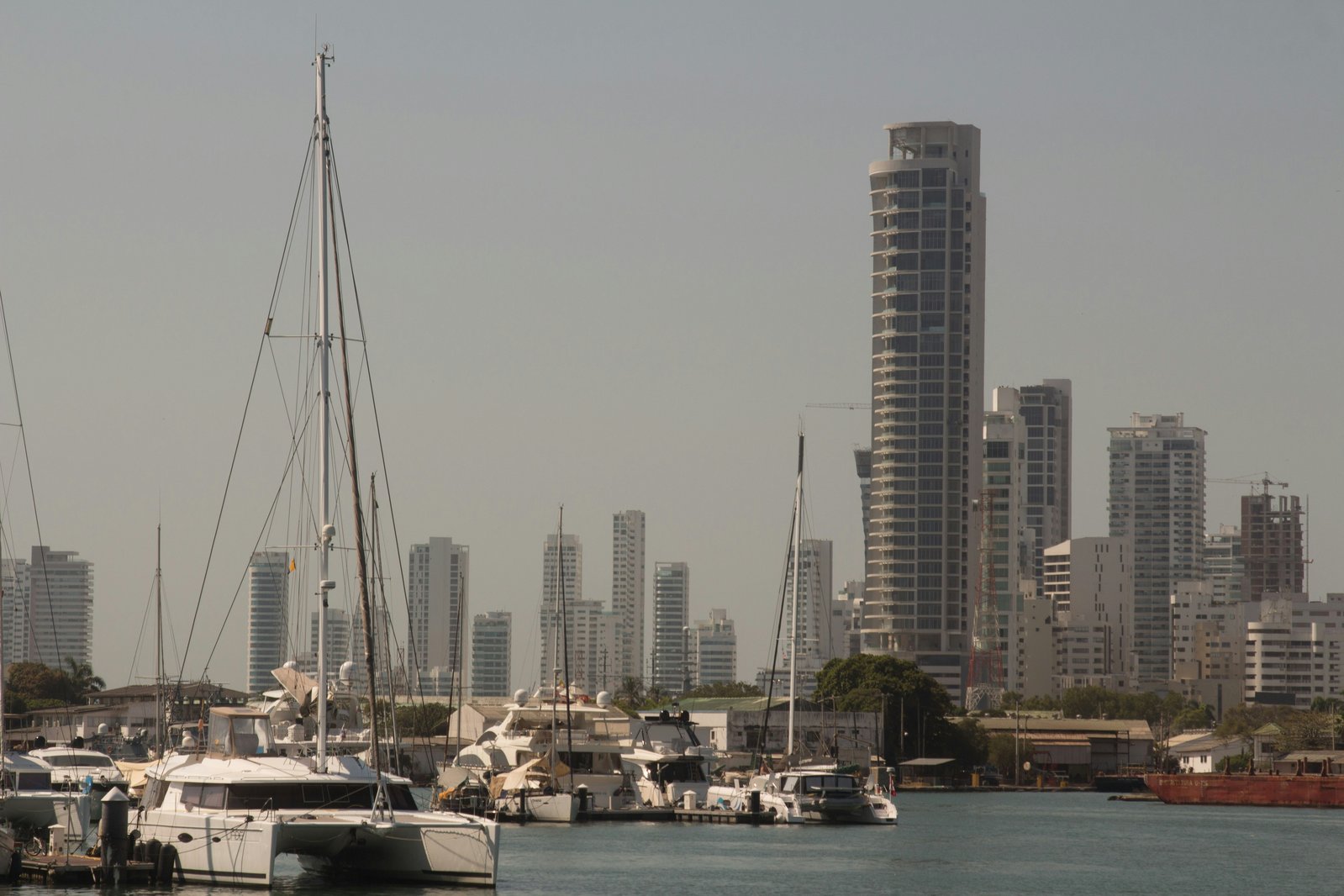 Cartagena Colombia waterfront dock boats city skyline