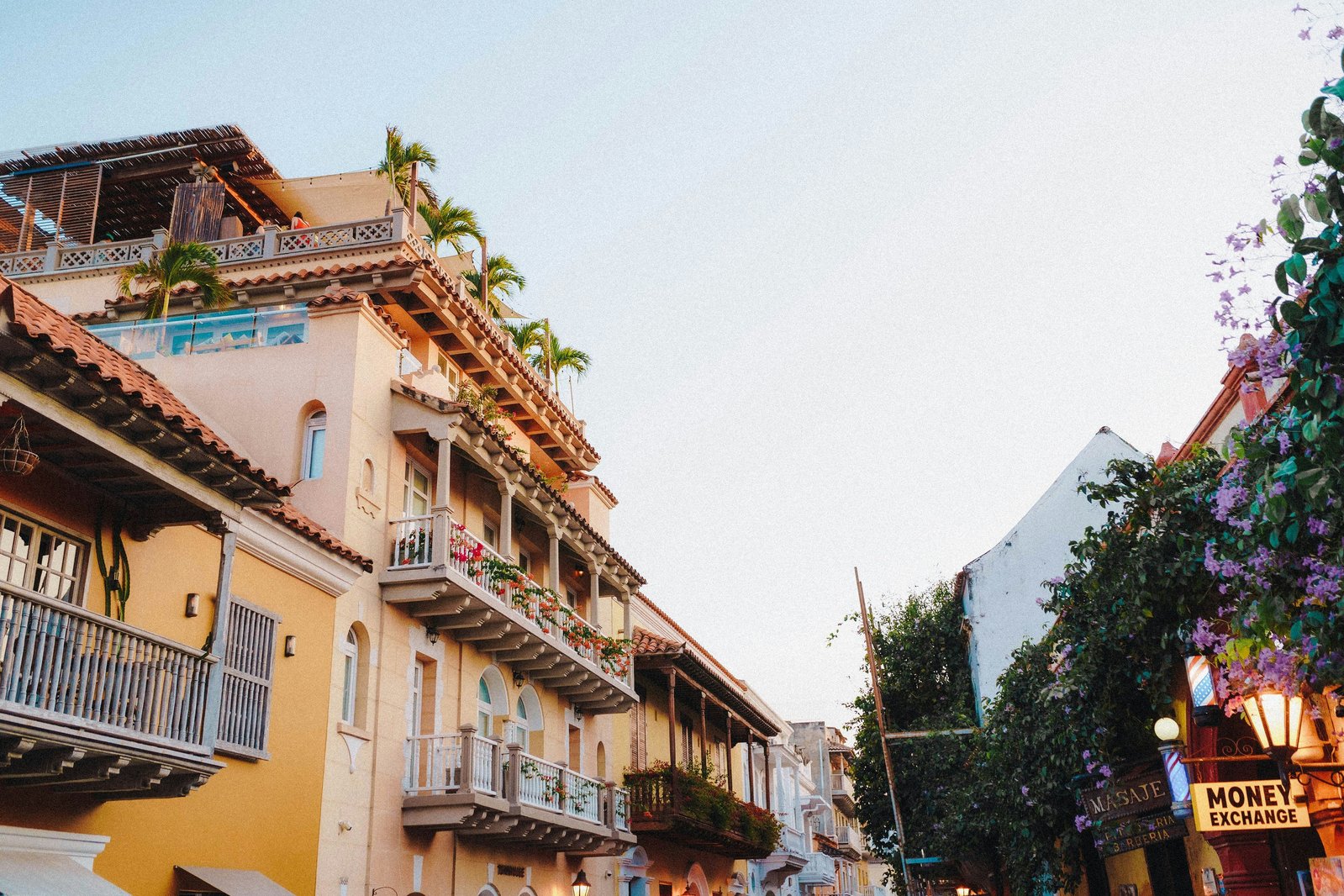 Colonial buildings with balconies Cartagena de Indias Colombia
