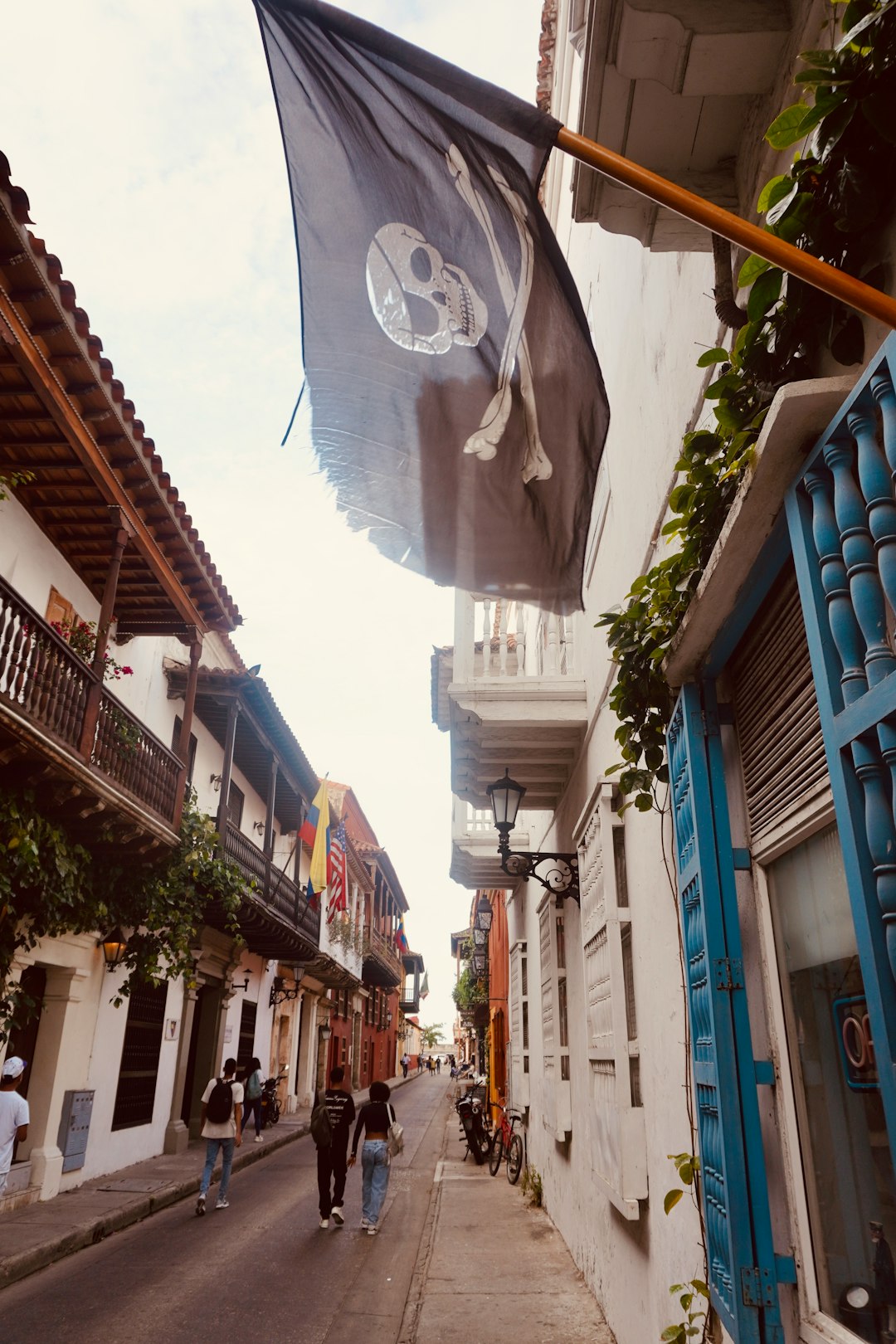 Old Town street Cartagena Colombia colonial architecture
