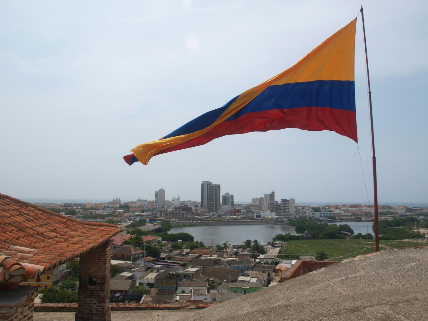 View from Castillo San Felipe de Barajas fortress Cartagena Colombia