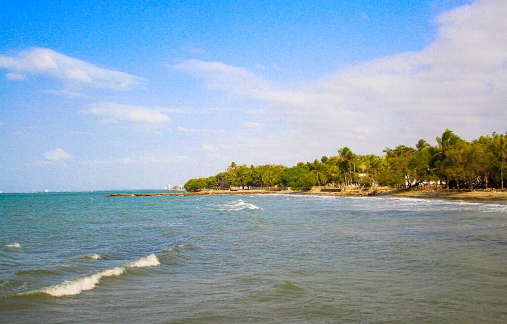 Tropical Caribbean beach Colombia near Cartagena turquoise water